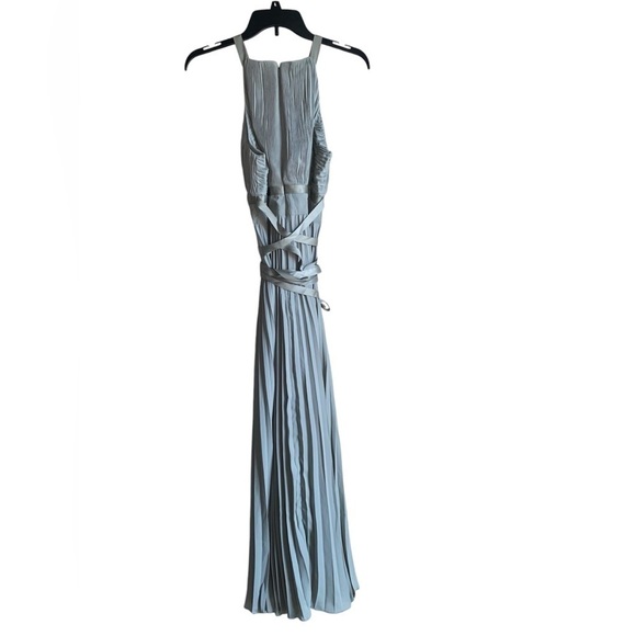 NWT ASOS  Petite Bridesmaid Pleated Pinny Maxi Dress Satin Wrap Waist Size 6P - Picture 5 of 8